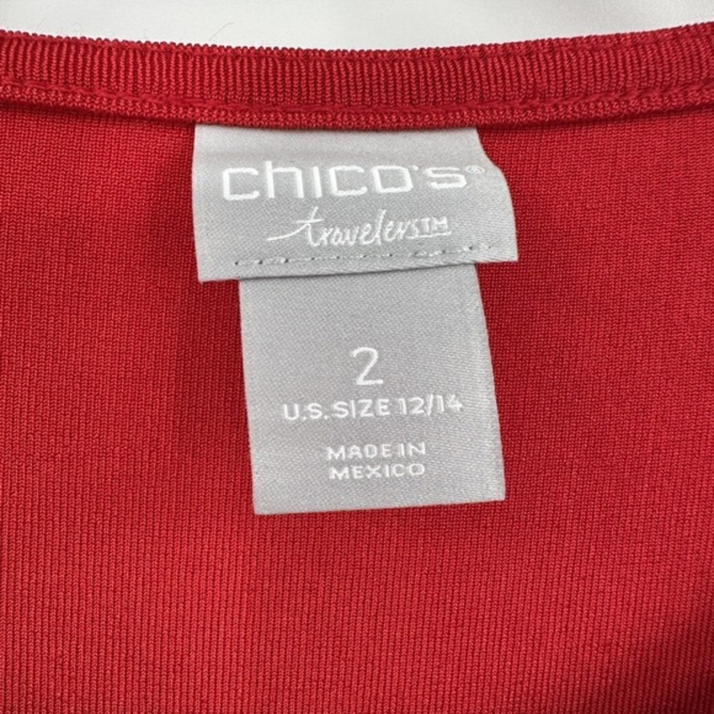 Chico's Red and Black Colorblock Knit Top - Picture 2 of 4
